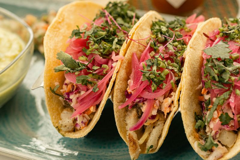 GYG Fish Tacos with battered barramundi